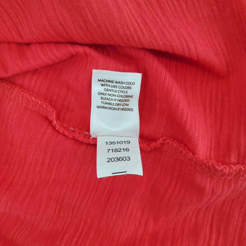 J. Jill Red Slub Cotton Long Sleeve V Neck Button Front Tunic Top XL - Picture 7 of 11